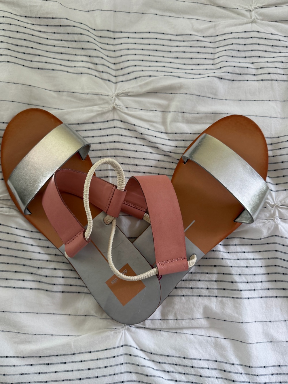 Dolce Vita Silver and Rose Slide Sandals